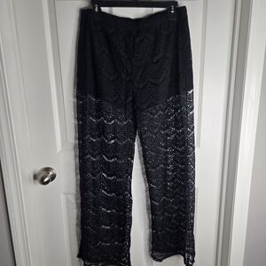 Chic Black Lace Wide Leg Pants